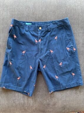 J. McLaughlin mens size 33 Bradley 100% cotton Flamingo embroidered Shorts